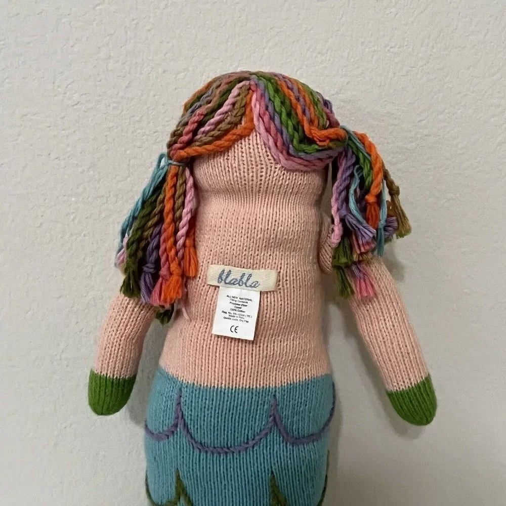 Blabla Kids Regular Mermaid Doll Hand Knitted Plush Blue Tail 18